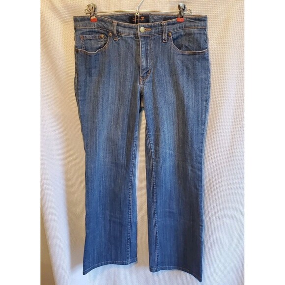 7 FOR ALL MAN KIND Flare Jeans Womens Sz 10 Blue 5 Pocket Leg Y2K 90s Boho - Picture 1 of 9